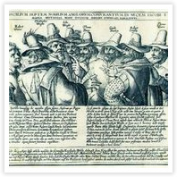 1605年、ガンパウダー・プロットの首謀者達(右から3番目が、ガイ・フォークス) 
